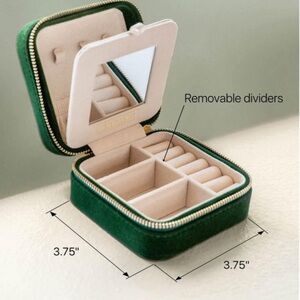 Green Velvet Jewelry Box with Mirror